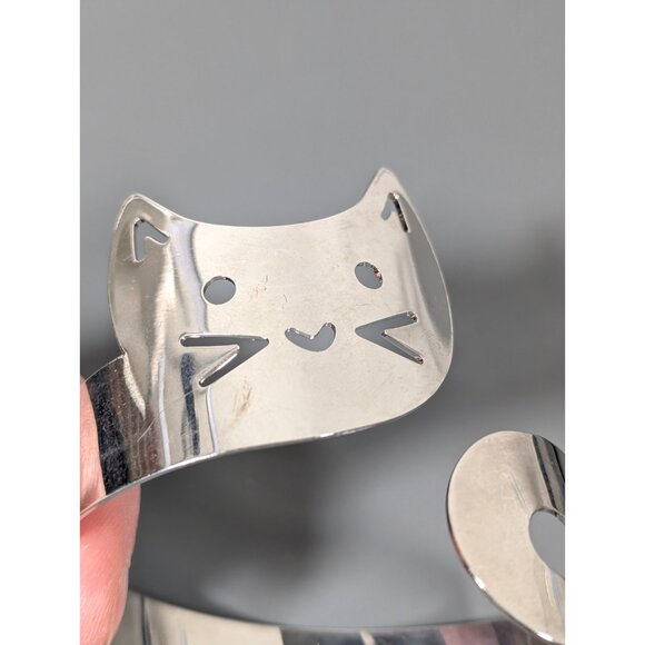 Silver Tone Cat Bypass Wrap Statement Cuff Bracelet Bold 8.5 inch - Picture 5 of 9